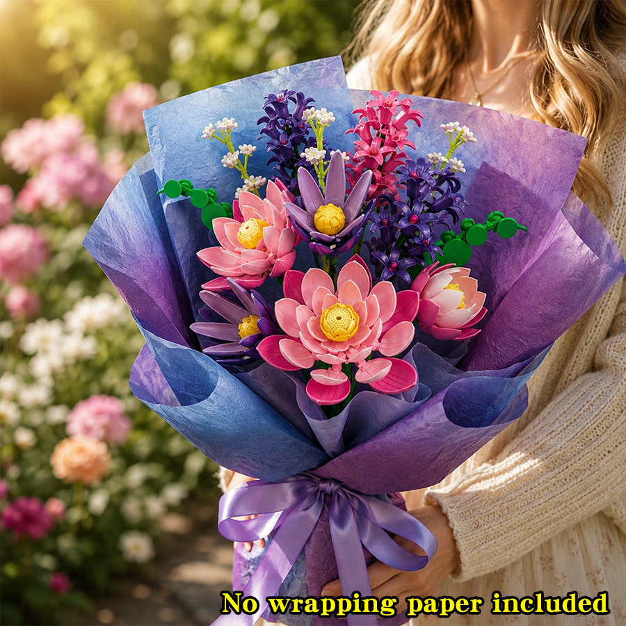 Lotus and Hyacinth Flower Bouquet Building Kit, Creative Desktop Decor
